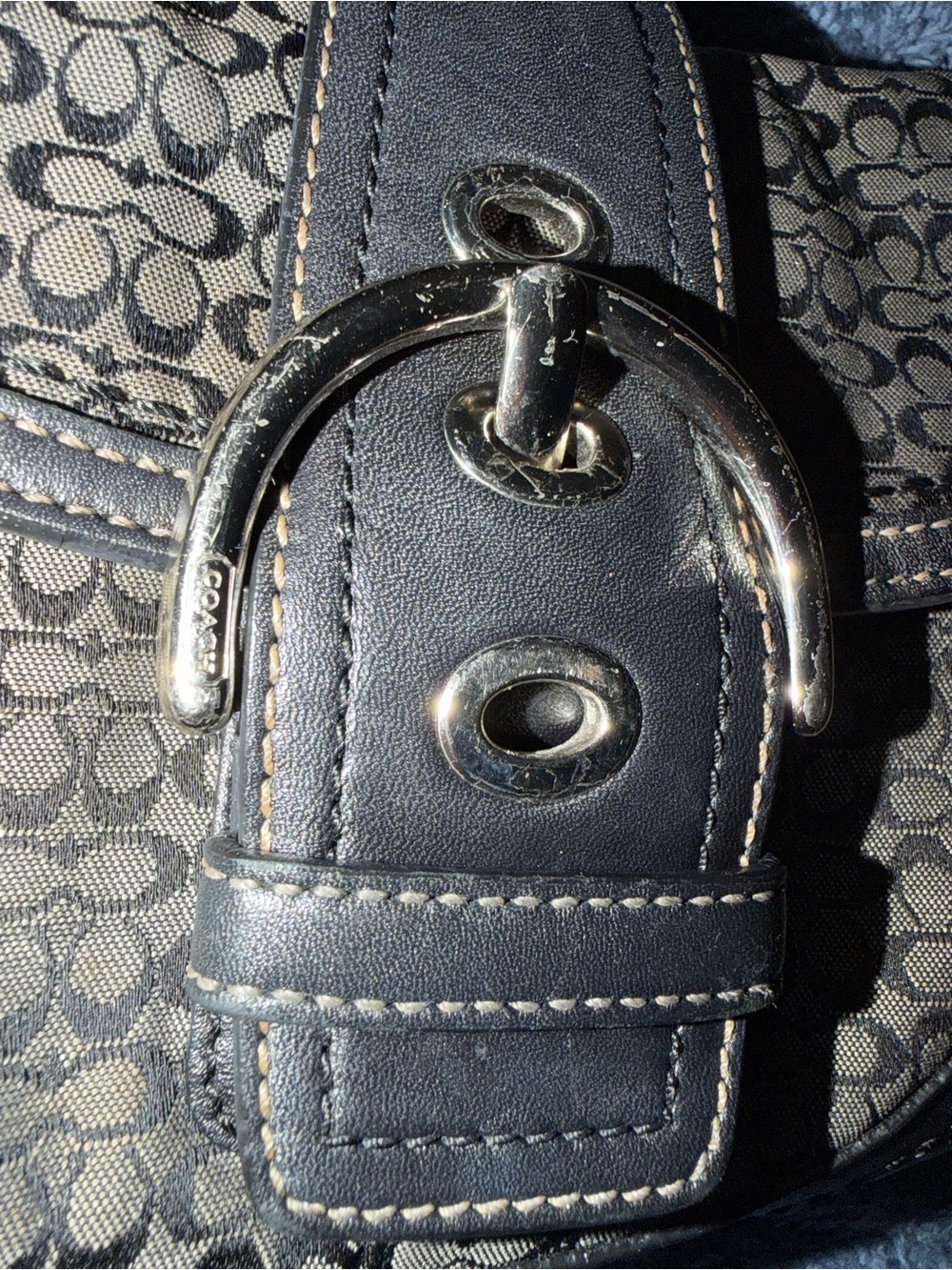 COACH Black Jacquard Canvas SoHo Flap Shoulder Bag (REAL VINTAGE Y2K) - Picture 5 of 9